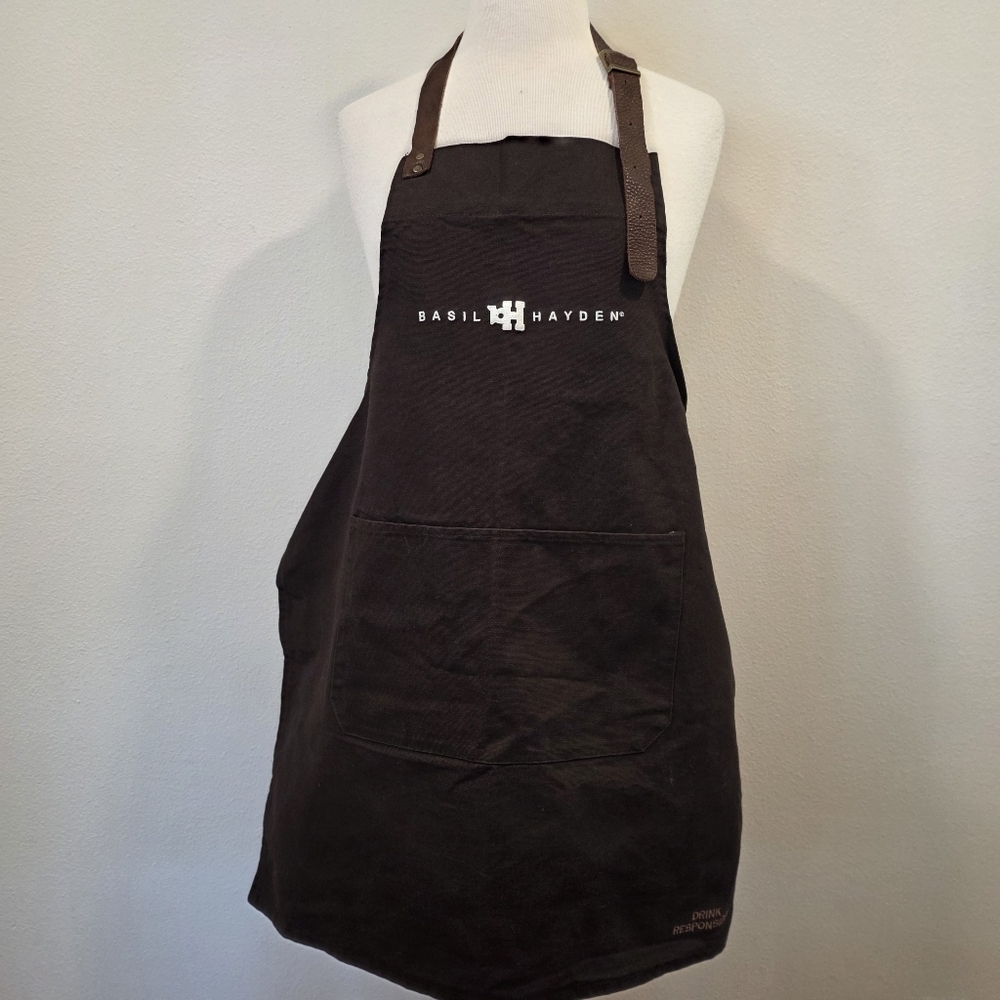 Basil Hayden Whiskey Brown Leather Strap Bartending Apron